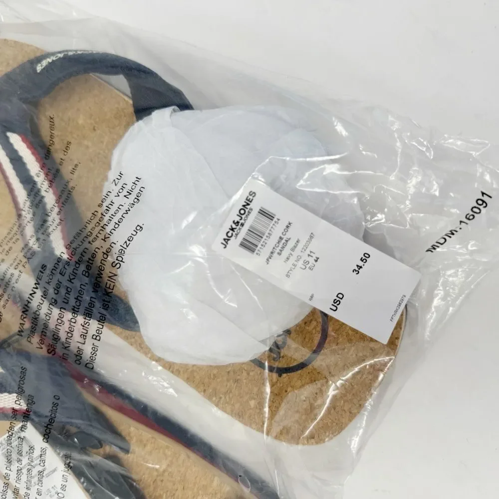 JACK & JONES | NEW Navy Blue, Red, White Ritchie Cork Sandals Flip Flops Men’s